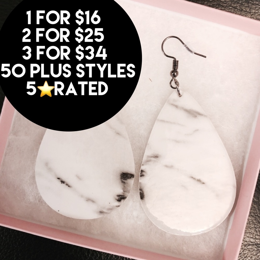 NEW LIGHTWEIGHT FAUX SLATE TEARDROP EARRINGS